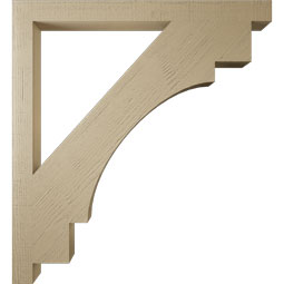 Ekena Millwork - BKTUR035X44X48MRC05RCPR - Timberthane Faux Wood Merced Style Bracket, Block Ends, 3 1/2"W x 44"D x 48"H, Primed Tan