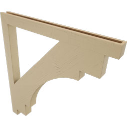 Ekena Millwork - BKTUR035X44X48MRC05RCPR - Timberthane Faux Wood Merced Style Bracket, Block Ends, 3 1/2"W x 44"D x 48"H, Primed Tan