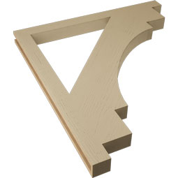 Ekena Millwork - BKTUR035X44X48MRC05RCPR - Timberthane Faux Wood Merced Style Bracket, Block Ends, 3 1/2"W x 44"D x 48"H, Primed Tan