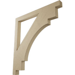Ekena Millwork - BKTUR035X44X48MRC05RCPR - Timberthane Faux Wood Merced Style Bracket, Block Ends, 3 1/2"W x 44"D x 48"H, Primed Tan