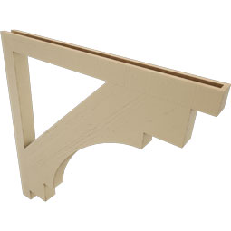 Ekena Millwork - BKTUR035X46X46MRC05RCPR - Timberthane Faux Wood Merced Style Bracket, Block Ends, 3 1/2"W x 46"D x 46"H, Primed Tan