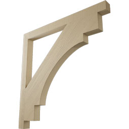 Ekena Millwork - BKTUR035X46X46MRC05RCPR - Timberthane Faux Wood Merced Style Bracket, Block Ends, 3 1/2"W x 46"D x 46"H, Primed Tan