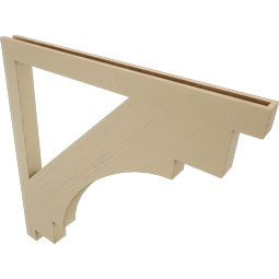 Ekena Millwork - BKTUR035X48X48MRC05RCPR - Timberthane Faux Wood Merced Style Bracket, Block Ends, 3 1/2"W x 48"D x 48"H, Primed Tan