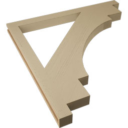Ekena Millwork - BKTUR035X48X48MRC05RCPR - Timberthane Faux Wood Merced Style Bracket, Block Ends, 3 1/2"W x 48"D x 48"H, Primed Tan