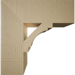 Ekena Millwork - BKTUR055X18X18MRC05RCPR - Timberthane Faux Wood Merced Style Bracket, Block Ends, 5 1/2"W x 18"D x 18"H, Primed Tan