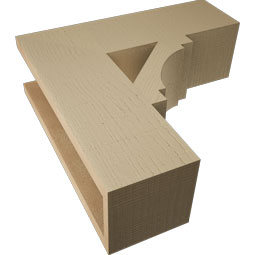 Ekena Millwork - BKTUR055X18X18MRC05RCPR - Timberthane Faux Wood Merced Style Bracket, Block Ends, 5 1/2"W x 18"D x 18"H, Primed Tan