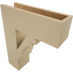 Ekena Millwork - BKTUR055X18X22MRC05RCPR - Timberthane Faux Wood Merced Style Bracket, Block Ends, 5 1/2"W x 18"D x 22"H, Primed Tan