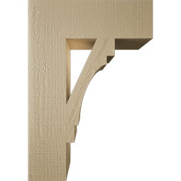 Ekena Millwork - BKTUR055X18X26MRC05RCPR - Timberthane Faux Wood Merced Style Bracket, Block Ends, 5 1/2"W x 18"D x 26"H, Primed Tan
