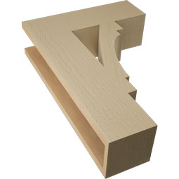 Ekena Millwork - BKTUR055X18X26MRC05RCPR - Timberthane Faux Wood Merced Style Bracket, Block Ends, 5 1/2"W x 18"D x 26"H, Primed Tan