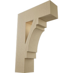 Ekena Millwork - BKTUR055X18X26MRC05RCPR - Timberthane Faux Wood Merced Style Bracket, Block Ends, 5 1/2"W x 18"D x 26"H, Primed Tan