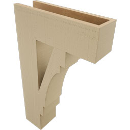 Ekena Millwork - BKTUR055X18X30MRC05RCPR - Timberthane Faux Wood Merced Style Bracket, Block Ends, 5 1/2"W x 18"D x 30"H, Primed Tan