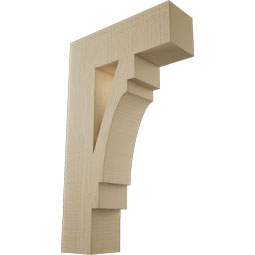 Ekena Millwork - BKTUR055X18X30MRC05RCPR - Timberthane Faux Wood Merced Style Bracket, Block Ends, 5 1/2"W x 18"D x 30"H, Primed Tan