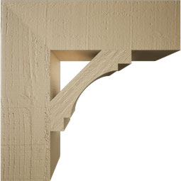 Ekena Millwork - BKTUR055X20X20MRC05RCPR - Timberthane Faux Wood Merced Style Bracket, Block Ends, 5 1/2"W x 20"D x 20"H, Primed Tan