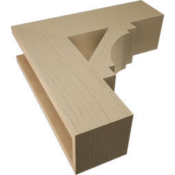 Ekena Millwork - BKTUR055X20X20MRC05RCPR - Timberthane Faux Wood Merced Style Bracket, Block Ends, 5 1/2"W x 20"D x 20"H, Primed Tan