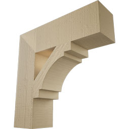 Ekena Millwork - BKTUR055X20X20MRC05RCPR - Timberthane Faux Wood Merced Style Bracket, Block Ends, 5 1/2"W x 20"D x 20"H, Primed Tan