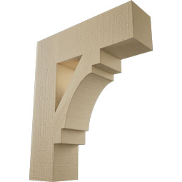 Ekena Millwork - BKTUR055X20X24MRC05RCPR - Timberthane Faux Wood Merced Style Bracket, Block Ends, 5 1/2"W x 20"D x 24"H, Primed Tan