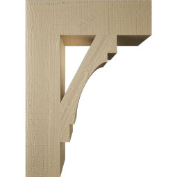 Ekena Millwork - BKTUR055X20X28MRC05RCPR - Timberthane Faux Wood Merced Style Bracket, Block Ends, 5 1/2"W x 20"D x 28"H, Primed Tan