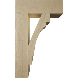 Ekena Millwork - BKTUR055X20X32MRC05RCPR - Timberthane Faux Wood Merced Style Bracket, Block Ends, 5 1/2"W x 20"D x 32"H, Primed Tan