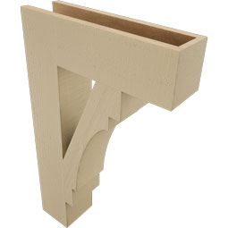 Ekena Millwork - BKTUR055X20X32MRC05RCPR - Timberthane Faux Wood Merced Style Bracket, Block Ends, 5 1/2"W x 20"D x 32"H, Primed Tan