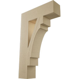 Ekena Millwork - BKTUR055X20X32MRC05RCPR - Timberthane Faux Wood Merced Style Bracket, Block Ends, 5 1/2"W x 20"D x 32"H, Primed Tan