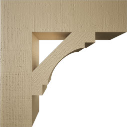 Ekena Millwork - BKTUR055X22X22MRC05RCPR - Timberthane Faux Wood Merced Style Bracket, Block Ends, 5 1/2"W x 22"D x 22"H, Primed Tan