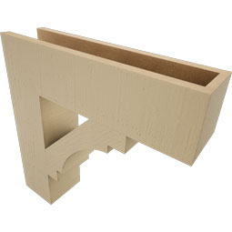 Ekena Millwork - BKTUR055X22X22MRC05RCPR - Timberthane Faux Wood Merced Style Bracket, Block Ends, 5 1/2"W x 22"D x 22"H, Primed Tan