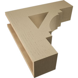Ekena Millwork - BKTUR055X22X22MRC05RCPR - Timberthane Faux Wood Merced Style Bracket, Block Ends, 5 1/2"W x 22"D x 22"H, Primed Tan