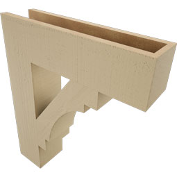 Ekena Millwork - BKTUR055X22X26MRC05RCPR - Timberthane Faux Wood Merced Style Bracket, Block Ends, 5 1/2"W x 22"D x 26"H, Primed Tan
