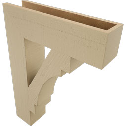 Ekena Millwork - BKTUR055X22X30MRC05RCPR - Timberthane Faux Wood Merced Style Bracket, Block Ends, 5 1/2"W x 22"D x 30"H, Primed Tan