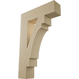 Ekena Millwork - BKTUR055X22X34MRC05RCPR - Timberthane Faux Wood Merced Style Bracket, Block Ends, 5 1/2"W x 22"D x 34"H, Primed Tan
