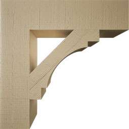 Ekena Millwork - BKTUR055X24X24MRC05RCPR - Timberthane Faux Wood Merced Style Bracket, Block Ends, 5 1/2"W x 24"D x 24"H, Primed Tan