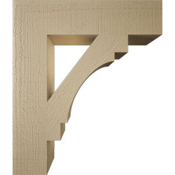 Ekena Millwork - BKTUR055X24X28MRC05RCPR - Timberthane Faux Wood Merced Style Bracket, Block Ends, 5 1/2"W x 24"D x 28"H, Primed Tan