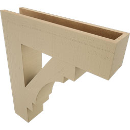 Ekena Millwork - BKTUR055X24X28MRC05RCPR - Timberthane Faux Wood Merced Style Bracket, Block Ends, 5 1/2"W x 24"D x 28"H, Primed Tan
