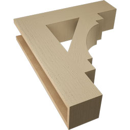 Ekena Millwork - BKTUR055X24X28MRC05RCPR - Timberthane Faux Wood Merced Style Bracket, Block Ends, 5 1/2"W x 24"D x 28"H, Primed Tan