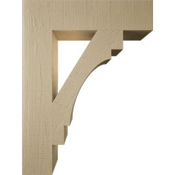 Ekena Millwork - BKTUR055X24X32MRC05RCPR - Timberthane Faux Wood Merced Style Bracket, Block Ends, 5 1/2"W x 24"D x 32"H, Primed Tan