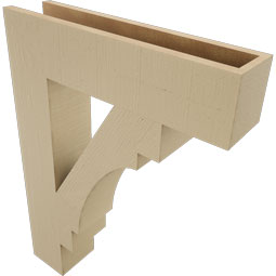 Ekena Millwork - BKTUR055X24X32MRC05RCPR - Timberthane Faux Wood Merced Style Bracket, Block Ends, 5 1/2"W x 24"D x 32"H, Primed Tan