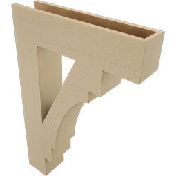 Ekena Millwork - BKTUR055X24X36MRC05RCPR - Timberthane Faux Wood Merced Style Bracket, Block Ends, 5 1/2"W x 24"D x 36"H, Primed Tan