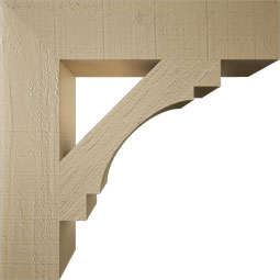 Ekena Millwork - BKTUR055X26X26MRC05RCPR - Timberthane Faux Wood Merced Style Bracket, Block Ends, 5 1/2"W x 26"D x 26"H, Primed Tan