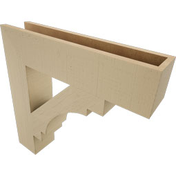 Ekena Millwork - BKTUR055X26X26MRC05RCPR - Timberthane Faux Wood Merced Style Bracket, Block Ends, 5 1/2"W x 26"D x 26"H, Primed Tan