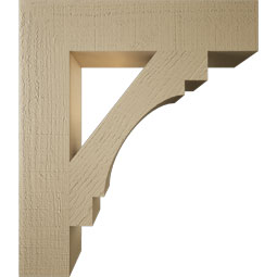 Ekena Millwork - BKTUR055X26X30MRC05RCPR - Timberthane Faux Wood Merced Style Bracket, Block Ends, 5 1/2"W x 26"D x 30"H, Primed Tan