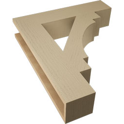 Ekena Millwork - BKTUR055X26X30MRC05RCPR - Timberthane Faux Wood Merced Style Bracket, Block Ends, 5 1/2"W x 26"D x 30"H, Primed Tan