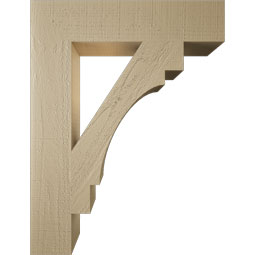 Ekena Millwork - BKTUR055X26X34MRC05RCPR - Timberthane Faux Wood Merced Style Bracket, Block Ends, 5 1/2"W x 26"D x 34"H, Primed Tan