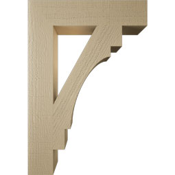 Ekena Millwork - BKTUR055X26X38MRC05RCPR - Timberthane Faux Wood Merced Style Bracket, Block Ends, 5 1/2"W x 26"D x 38"H, Primed Tan