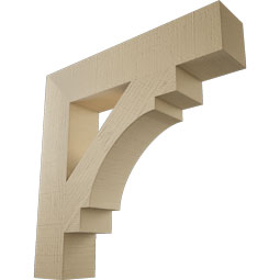 Ekena Millwork - BKTUR055X28X28MRC05RCPR - Timberthane Faux Wood Merced Style Bracket, Block Ends, 5 1/2"W x 28"D x 28"H, Primed Tan