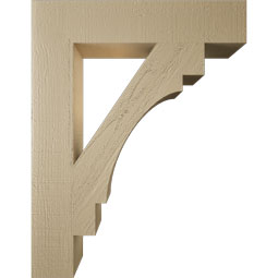 Ekena Millwork - BKTUR055X28X36MRC05RCPR - Timberthane Faux Wood Merced Style Bracket, Block Ends, 5 1/2"W x 28"D x 36"H, Primed Tan
