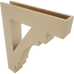 Ekena Millwork - BKTUR055X28X36MRC05RCPR - Timberthane Faux Wood Merced Style Bracket, Block Ends, 5 1/2"W x 28"D x 36"H, Primed Tan