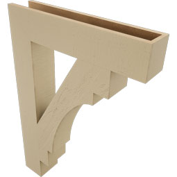 Ekena Millwork - BKTUR055X28X40MRC05RCPR - Timberthane Faux Wood Merced Style Bracket, Block Ends, 5 1/2"W x 28"D x 40"H, Primed Tan