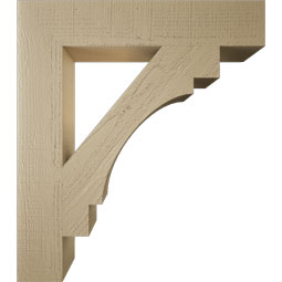 Ekena Millwork - BKTUR055X30X34MRC05RCPR - Timberthane Faux Wood Merced Style Bracket, Block Ends, 5 1/2"W x 30"D x 34"H, Primed Tan