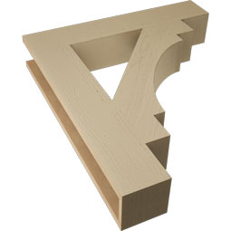 Ekena Millwork - BKTUR055X30X34MRC05RCPR - Timberthane Faux Wood Merced Style Bracket, Block Ends, 5 1/2"W x 30"D x 34"H, Primed Tan