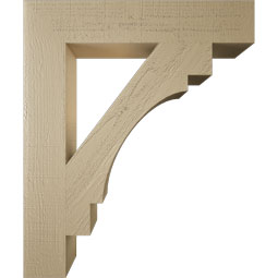 Ekena Millwork - BKTUR055X30X36MRC05RCPR - Timberthane Faux Wood Merced Style Bracket, Block Ends, 5 1/2"W x 30"D x 36"H, Primed Tan